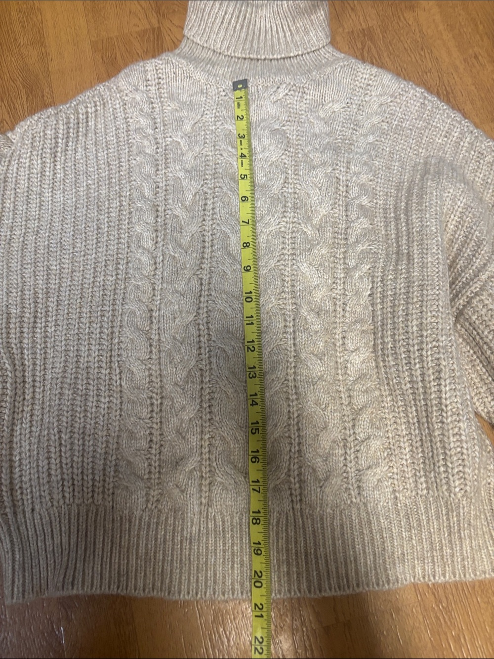 Worthington Vintage Cable Knit Turtleneck Sweater Beige Size M - Picture 9 of 10